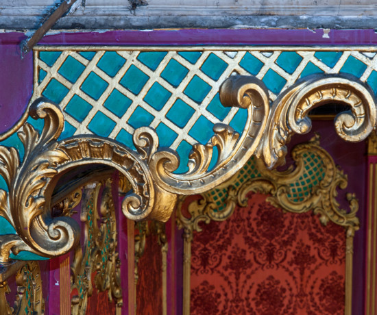 Gilded Rococo plasterwork detail from Hulme Hippodrome