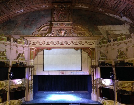 View from the back of the auditorium to the stage at Morecambe Winter Gardens.