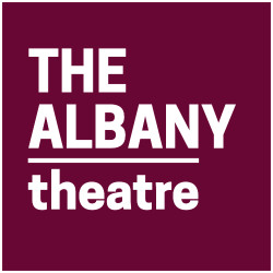 Albany Theatre CS logo White on burg back NEW2018
