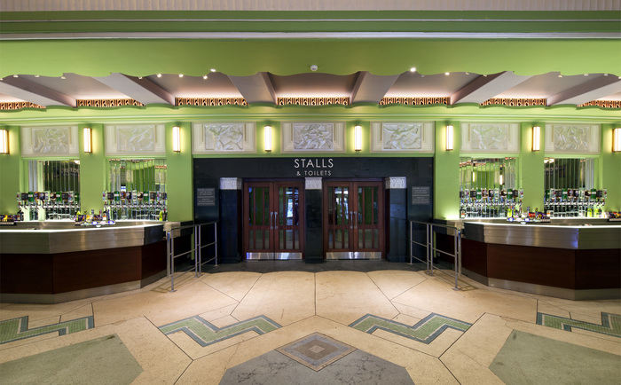 GDS lighting in the green Art Deco foyer and bar at Hammersmith Eventim Apollo