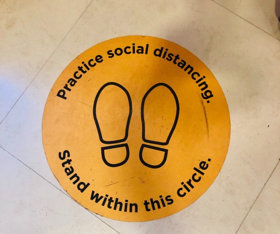 Social distancing floor markings

