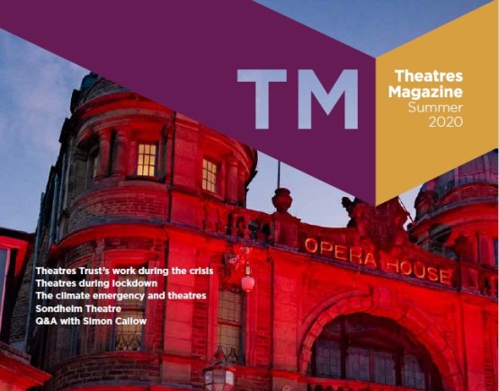Front cover image of the Summer 2020 TM for Friends and Supporters, showing Buxton Opera House lit up for the Light It In Red campaign.