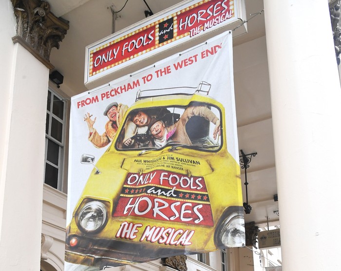 Only Fools and Horses: The Musical advert hung outside Theatre Royal Haymarket