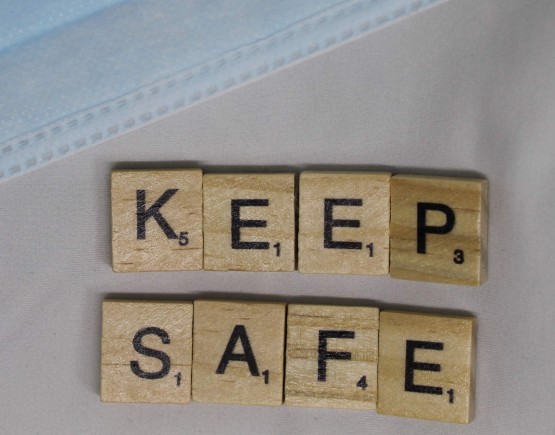 Keep safe in Scrabble tiles on a face mask