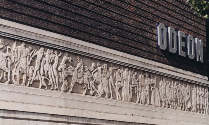 Frieze by Gilbert Bayes depicting ‘Drama Through the Ages’ on frontage of former Saville Theatre