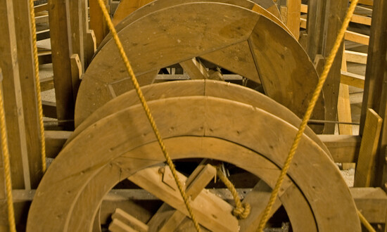Wooden Victorian stage machinery at Newcastle Tyne Theatre & Opera House