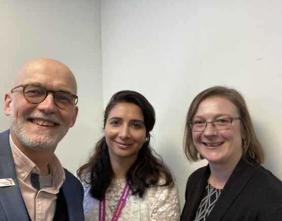 Manpreet Gill with Theatres Trust Director Jon Morgan and Deputy Chair Katie Town.