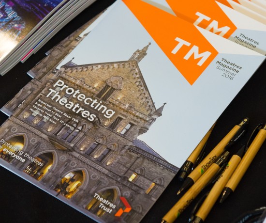 Display of Theatres Magazine with pens.