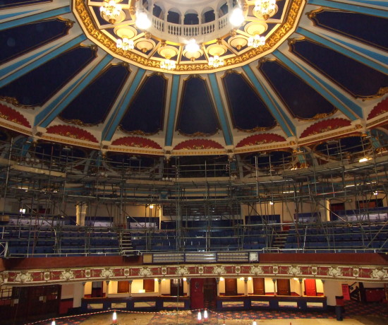 Interior of Brighton Hippodrome theatre with domed ceiling