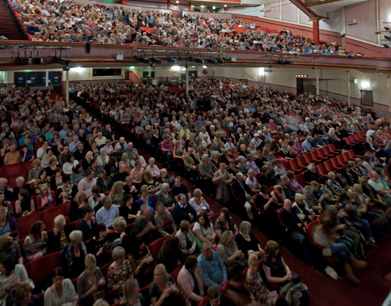 Audiences getting ready for s ashow at the Scarborough Futurist.