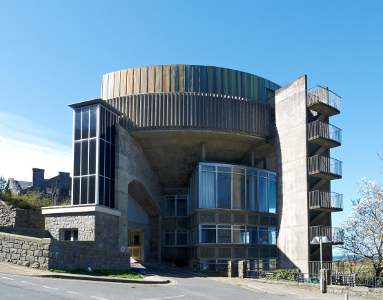 The Brutalist exterior of Tameside Hippodrome.