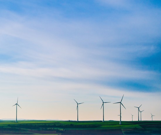 Row of wind turbines