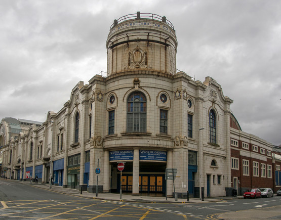 Adelaide Street former entrance to Blackpool Winter Gardens re-faced in 1930 in faience and topped with a circular tower