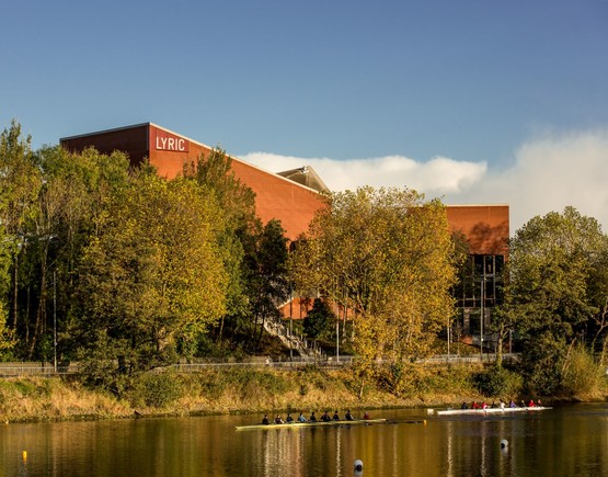 Lyric Theatre Belfast, a modern theatre building surrounded by trees