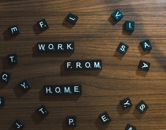 Scrabble tiles spelling Work from Home