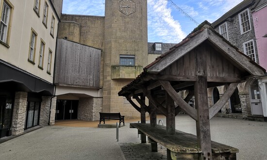Courtyard of Market Place, showing the entrance to the Amulet back right.