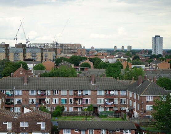 Housing estate with mixture of high and low rise buildings