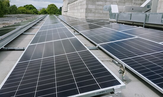 Solar panels on roof of The Courtyard