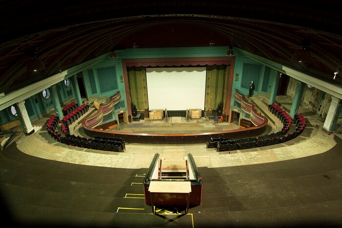 Auditorium of Abbeydale Picture House in disused state