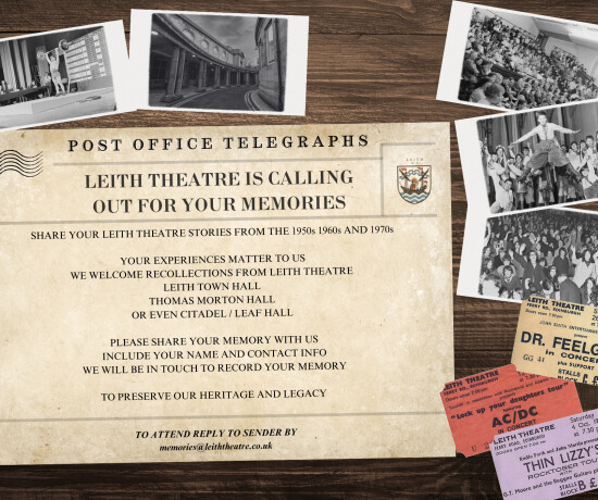 Promotional material for memory project at Leith Theatre