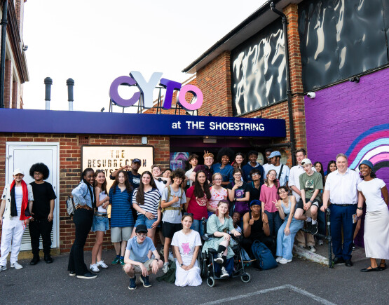 CYTO young people outside of theatre