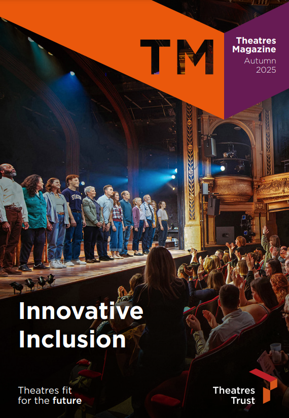 Theatres Magazine Autumn 2025 cover with performers on stage at the end of a show in front of an audience.